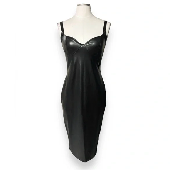 Boohoo | Dresses | Boohoo Black Midi Faux Leather Bodycon Dress | Poshmark